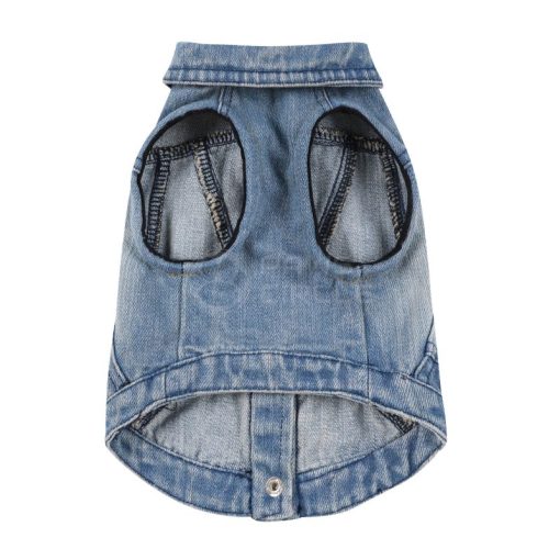 Denim dog vest on a white background