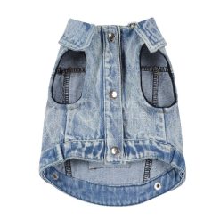 Denim jacket for pets on a white background