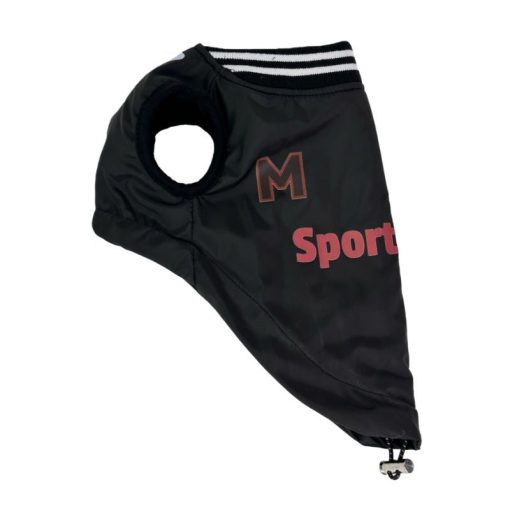 Black pet outfit with 'M Sport' text on a white background