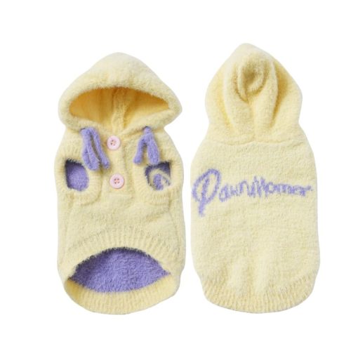 yellow fleece dog hoodie with pawsmoment brand
