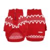 pet half zip red sweater with winter zig zag print