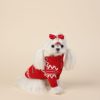 pet half zip red sweater with winter zig zag print