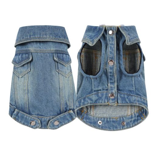 Denim dog coat on a white background