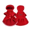 Two red dog coats with a hood on a white background
