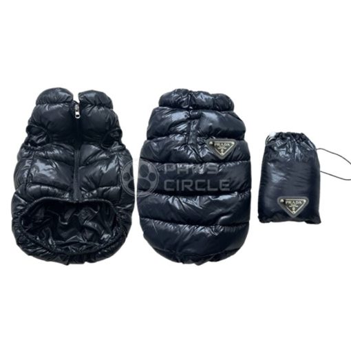 prada light down jacket for dog in black