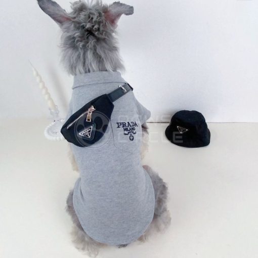 gray Prada logo tee for dog