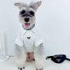 white Prada logo tee for dog
