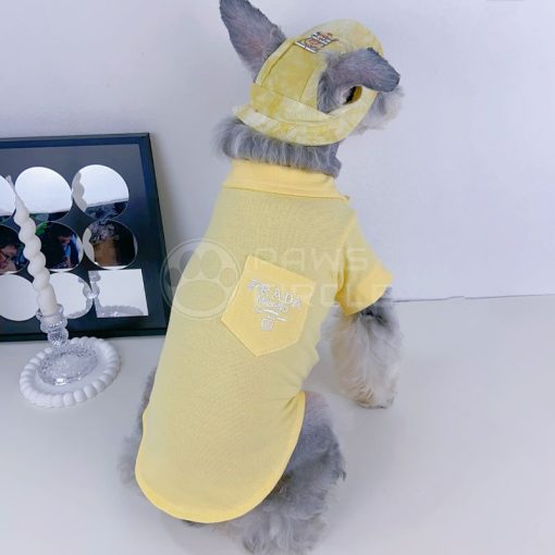 yellow Prada logo tee for dog