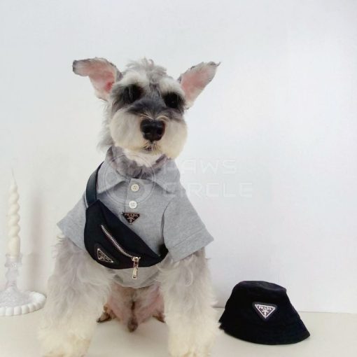 gray Prada logo tee for dog