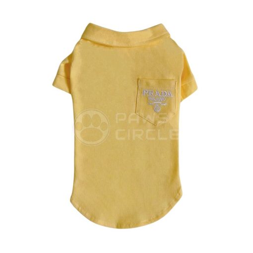 yellow Prada logo tee for dog