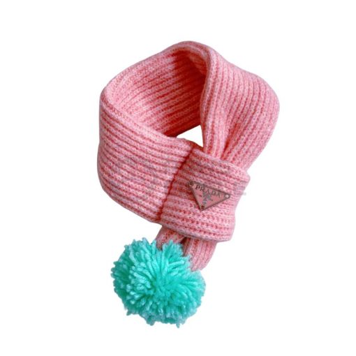 Prada Pom Pom Knit Scarf for dog in pink