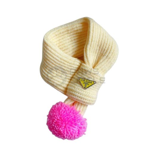 Prada Pom Pom Knit Scarf for dog in yellow