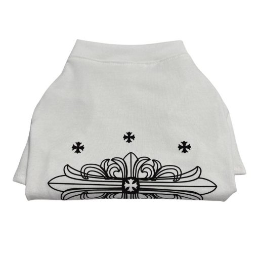 White Chrome Hearts tee with black decorative pattern on a white background
