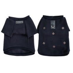 Two black dog chrome heart sweater with decorative cross on a white background