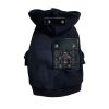 Black pet hoodie with decorative pocket on a white background