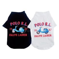 Black and white dog shirts with Polo Ralph Lauren branding and scooter design.