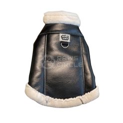 black leather dog jacket