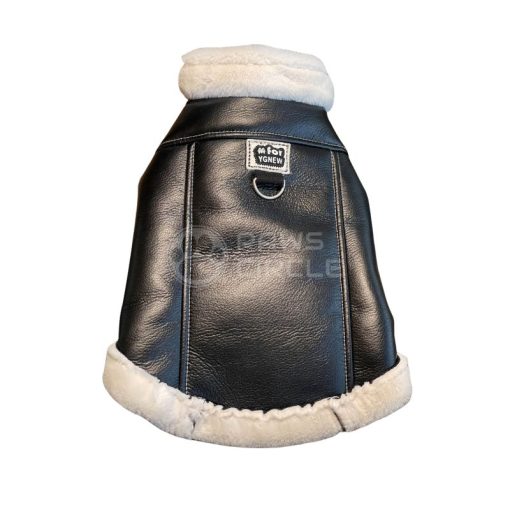 black leather dog jacket