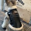 black leather dog jacket