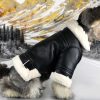 Designer leather dog jacket in black