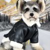 Cute leather dog jacket in black colour