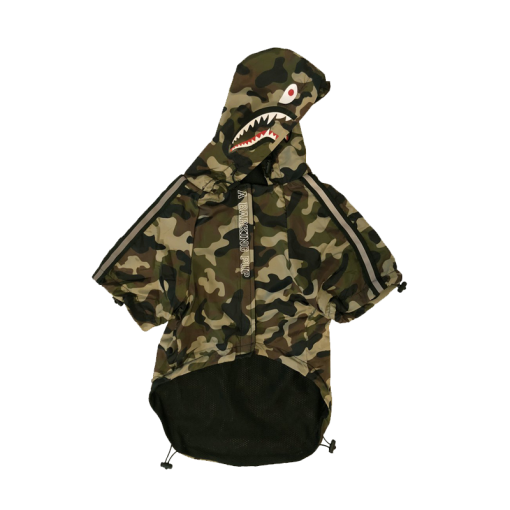 Bathing Pup Shark Green Camo Dog Windbreaker