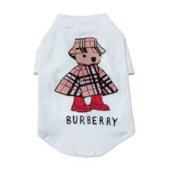 White Barkberry Bear dog t-shirt with check bear graphic