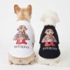 Two small dogs wearing Barkberry Bear tees in black and white