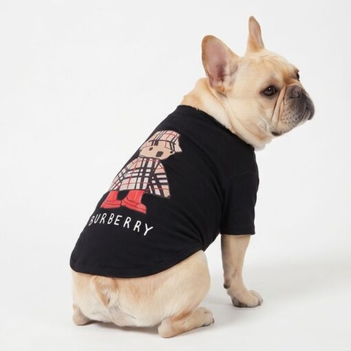 Small dog wearing the black Barkberry Bear graphic tee