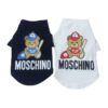 Black and white Pawchino Baseball Bear dog t-shirts with sporty bear graphic