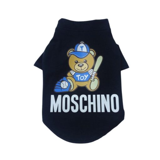 Black Pawchino Baseball Bear dog t-shirt with sporty bear graphic