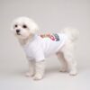 Side view of the white Pawchino Baseball Bear dog tee