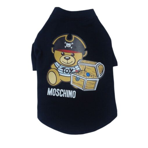 Black Pawchino Pirate Bear dog t-shirt with pirate bear print