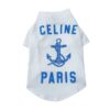 White Pawline Anchor dog t-shirt with blue anchor graphic