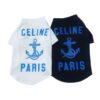 Black and white Pawline Anchor dog t-shirts with blue anchor graphic