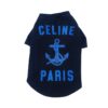 Black Pawline Anchor dog t-shirt with blue anchor graphic
