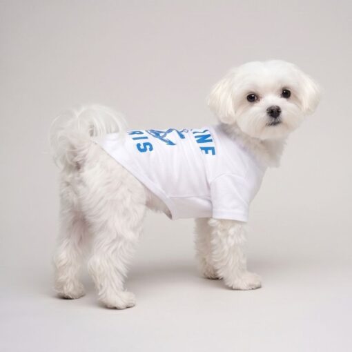 Side view of the white Pawline Anchor dog tee