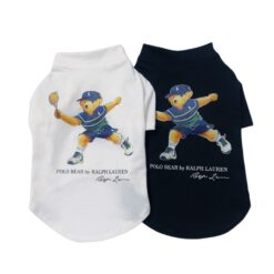 Black and white Polo Pup Club Tennis Bear dog t-shirts