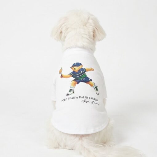 Back view of the white Polo Pup Club Tennis Bear tee