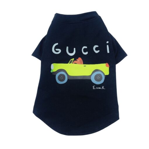 Black Pupchi Dog Driver dog t-shirt with colorful car graphic