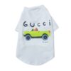 White Pupchi Dog Driver dog t-shirt with colorful car graphic