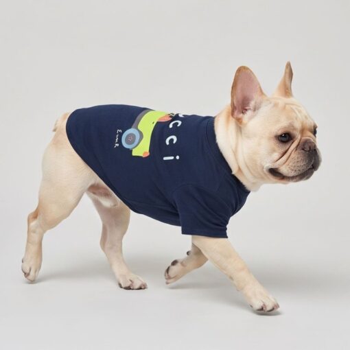 Side view of the black Pupchi Dog Driver dog tee