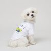 Small dog wearing the white Pupchi Dog Driver t-shirt