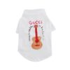 White Pupchi Guitar dog t-shirt with music-inspired graphic