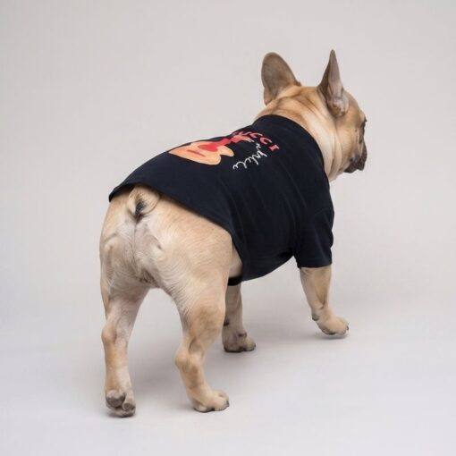 Side view of the black Pupchi Guitar dog tee
