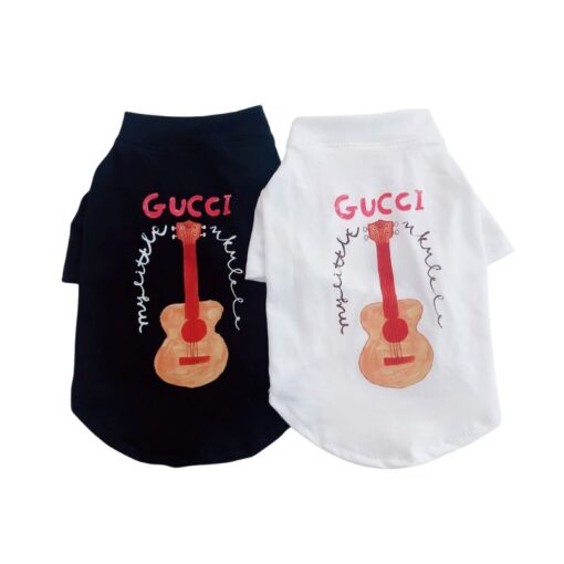 Black and white Pupchi Guitar dog t-shirts with guitar graphic