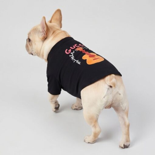 Back view of the black Pupchi Guitar dog t-shirt