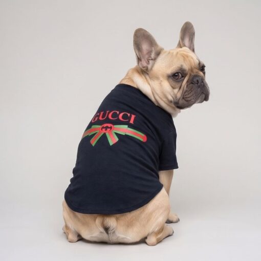Back view of the black Pupchi Ribbon dog t-shirt