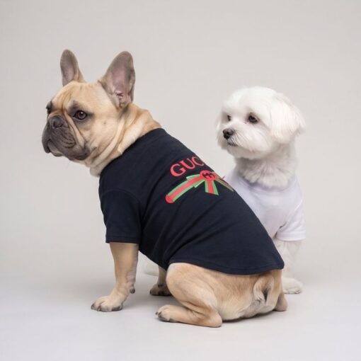Side view of the black Pupchi Ribbon dog tee