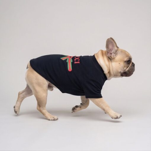 Side view of the black Pupchi Ribbon dog t-shirt